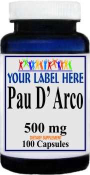 Private Label Pau D'Arco 500mg 100caps Private Label 12,100,500 Bottle Price
