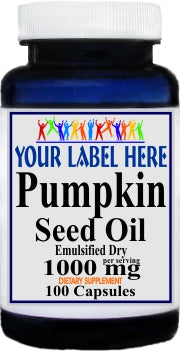 Private Label Pumpkin Seed Oil 1000mg Emulsified Dry 100caps or 200caps Private Label 12,100,500 Bottle Price