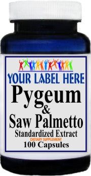 Private Label Pygeum and Saw Palmetto Standardized Extract 100caps or 200caps Private Label 12,100,500 Bottle Price