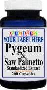 Private Label Pygeum and Saw Palmetto Standardized Extract 100caps or 200caps Private Label 12,100,500 Bottle Price