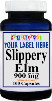 Private Label Slippery Elm Bark 900mg 100caps or 200caps Private Label 12,100,500 Bottle Price