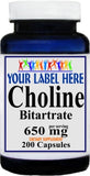 Private Label Choline Bitartrate 650mg 200caps Private Label 12,100,500 Bottle Price
