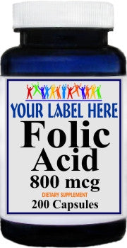 Private Label Folic Acid 800mcg 200caps Private Label 12,100,500 Bottle Price