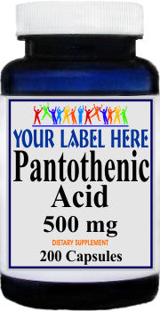 Private Label Pantothenic Acid 500mg 200caps Private Label 12,100,500 Bottle Price