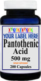 Private Label Pantothenic Acid 500mg 200caps Private Label 12,100,500 Bottle Price