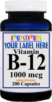 Private Label B-12 Vitamins 1000mcg 200caps Private Label 12,100,500 Bottle Price