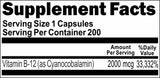 Private Label B-12 Vitamins 2000mcg 200caps Private Label 12,100,500 Bottle Price