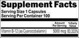 Private Label B-12 Vitamins 5000mcg 100caps or 200caps Private Label 12,100,500 Bottle Price