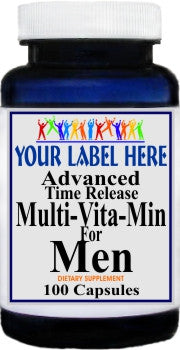 Private Label Advanced Multi-Vita-Min Time Release for Men 100caps or 200caps Private Label 12,100,500 Bottle Price