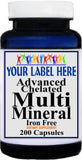 Private Label Advanced Multi Mineral (Chelated) (Iron Free) 200caps Private Label 12,100,500 Bottle Price