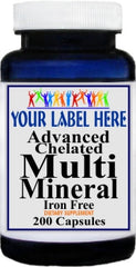 Private Label Advanced Multi Mineral (Chelated) (Iron Free) 200caps Private Label 12,100,500 Bottle Price