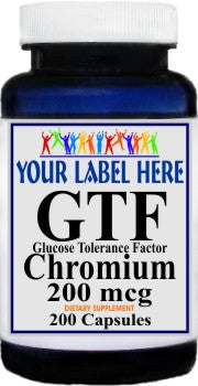 Private Label GTF Chromium 200mcg 200caps Private Label 12,100,500 Bottle Price
