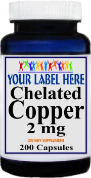 Private Label Chelated Copper 200caps Private Label 12,100,500 Bottle Price