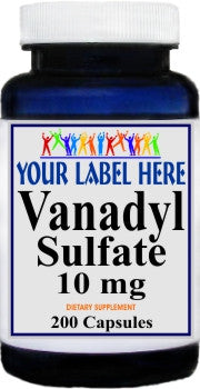 Private Label Vanadyl Sulfate 10mg 200caps Private Label 12,100,500 Bottle Price
