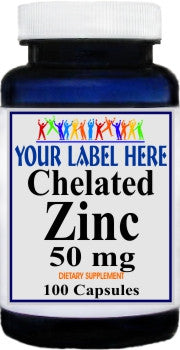 Private Label Chelated Zinc 50mg 100caps or 200caps Private Label 12,100,500 Bottle Price