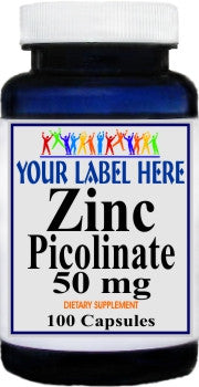 Private Label Zinc Picolinate 50mg 100caps or 200caps Private Label 12,100,500 Bottle Price