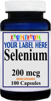 Private Label Selenium 200mcg 100caps or 200caps Private Label 12,100,500 Bottle Price