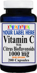 Private Label Vitamin C 1000mg with Bioflavonoids 200caps Private Label 12,100,500 Bottle Price