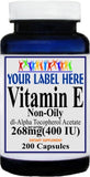 Private Label Vitamin E (Non-Oily) 268mg(400IU) 200caps Private Label 12,100,500 Bottle Price