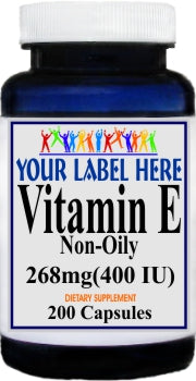 Private Label Vitamin E (Non-Oily) 268mg(400IU) 200caps Private Label 12,100,500 Bottle Price