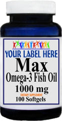 Private Label Max Omega 3 EPA Fish Oil 1000mg 100 or 200 Softgels Private Label 12,100,500 Bottle Price