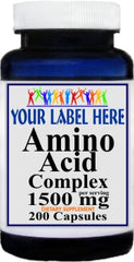 Private Label Amino Acid 1500mg Complex 200caps Private Label 12,100,500 Bottle Price