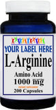 Private Label L-Arginine 1000mg 100caps or 200caps Private Label 12,100,500 Bottle Price