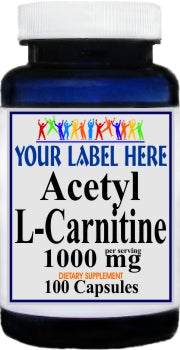 Private Label Acetyl L-Carnitine 1000mg 100caps or 200caps Private Label 12,100,500 Bottle Price