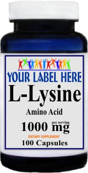 Private Label L-Lysine 1000mg 100caps or 200caps Private Label 12,100,500 Bottle Price