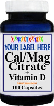 Private Label Calcium and Magnesium Citrate + Vitamin D 100caps Private Label 12,100,500 Bottle Price