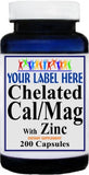 Private Label Chelated Calcium Magnesium and Zinc 100caps or 200caps Private Label 12,100,500 Bottle Price