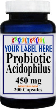 Private Label Probiotic Acidophilus 450mg (Keep Refrigerated) 200caps Private Label 12,100,500 Bottle Price