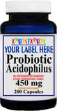 Private Label Probiotic Acidophilus 450mg (No Refrigeration Needed) 200caps Private Label 12,100,500 Bottle Price
