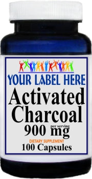 Private Label Activated Charcoal 900mg 100caps or 200caps Private Label 12,100,500 Bottle Price