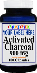 Private Label Activated Charcoal 900mg 100caps or 200caps Private Label 12,100,500 Bottle Price