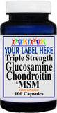 Private Label Triple Strength Glucosamine, Chondroitin and MSM 100caps or 200caps Private Label 12,100,500 Bottle Price
